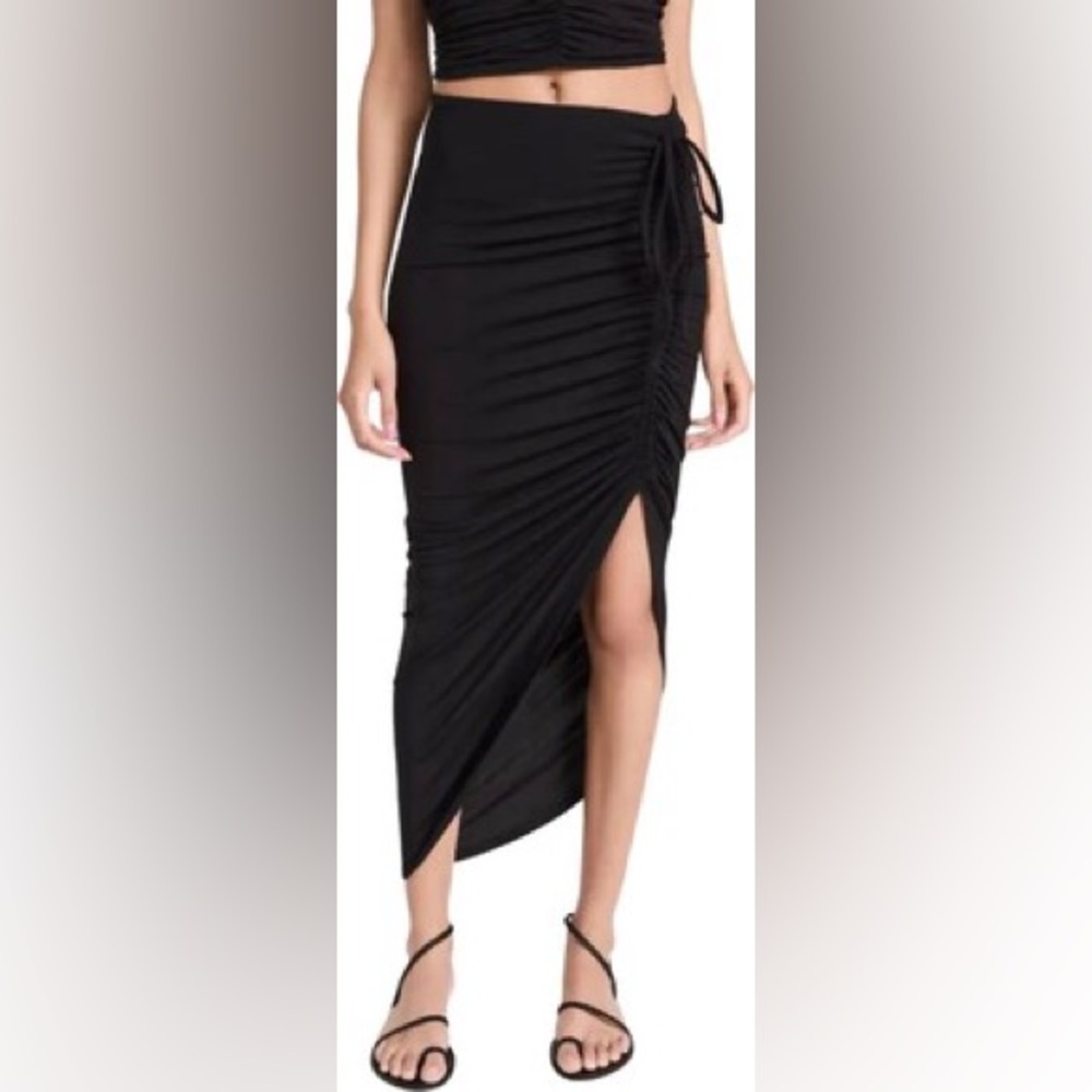 Veronica Beard | Ruched Drawstring Skirt | Black | 2